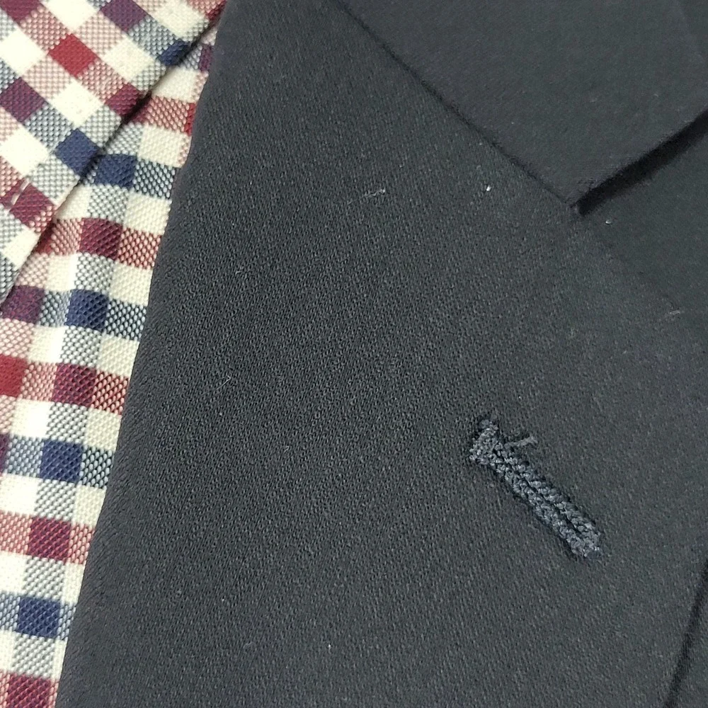 Calvin Klein Men's Sport Coat Blazer Two‎ Silver Button Deep Navy Wool Size 54L